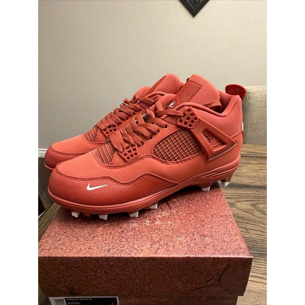 Custom Air Jordan 4 Brick by Brick Football Cleats  Mens Size 10